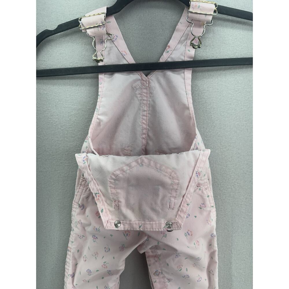 VTG OshKosh B’Gosh Vestbak Overalls 3-6M Pink Floral Baby Snap USA 90s READ - Picture 10 of 16